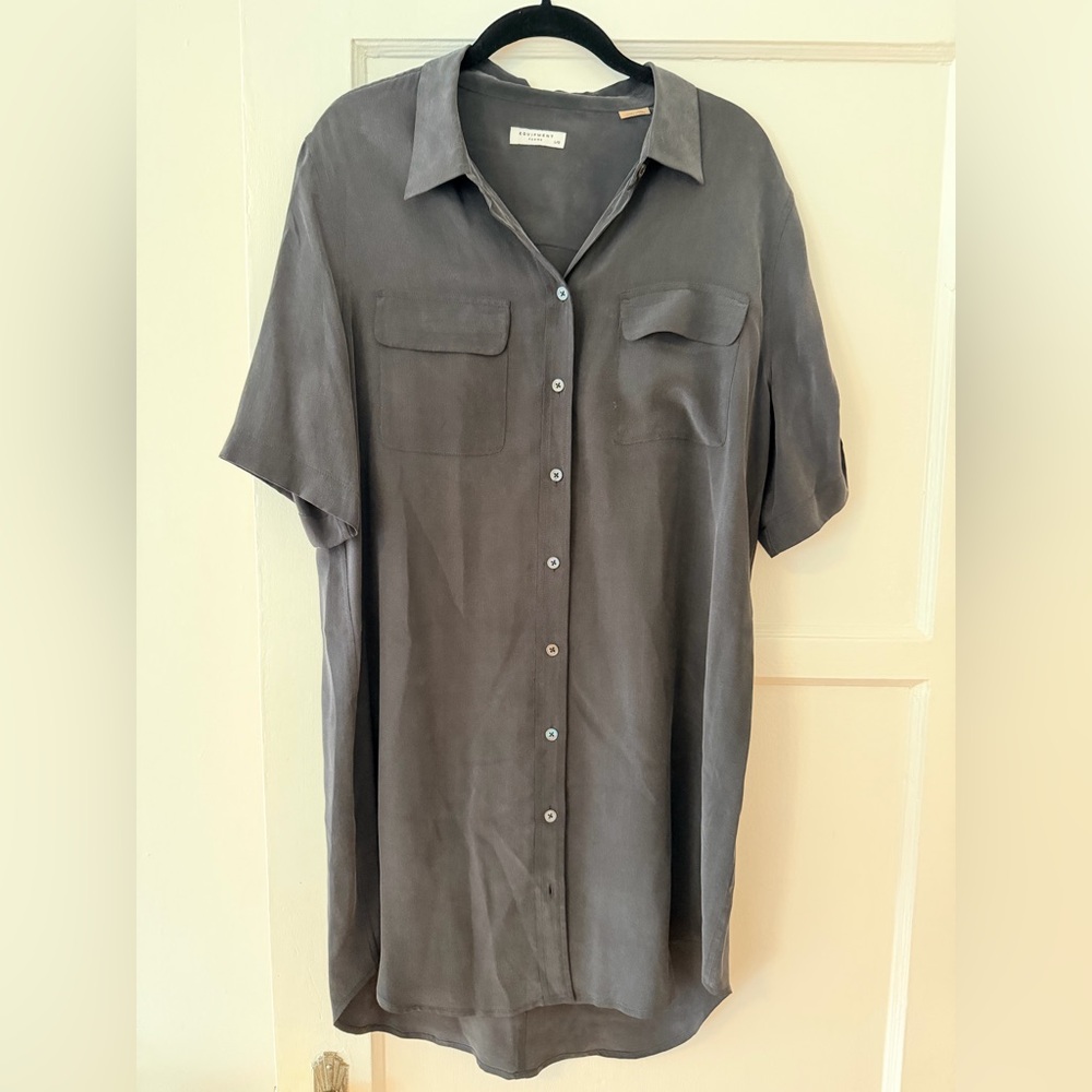Equipment - Women’s Black Silk Shirt Dress